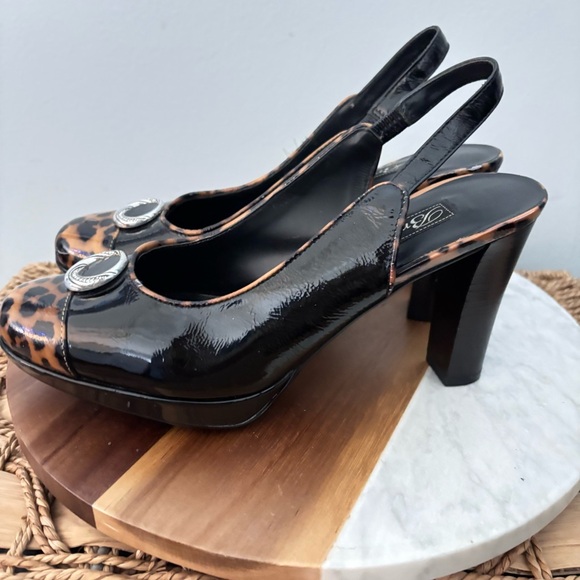 Brighton Babs Made In Italy Womens Heels Pumps Leather Animal Print Shoes Size 7 - Picture 4 of 7